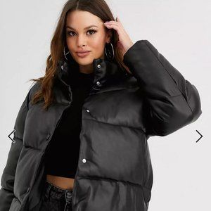 ASOS Design Leather Look Puffer Jacket